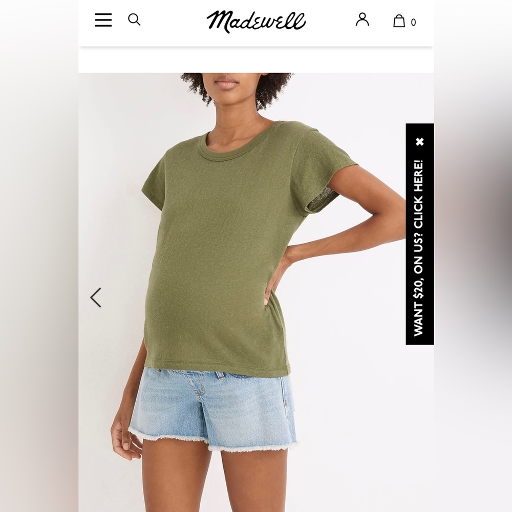 Madewell Maternity Relaxed Rigid Denim Side-Panel Shorts Size 29